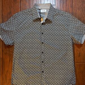 Duchamp Men's Black and White Patterned Short Sleeve Shirt - size L - NWT